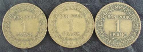 Coin - France 1 franc 1923 x 3