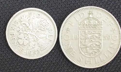 Coin - UK 6 Pence 1953/Shilling - 1959 - EF