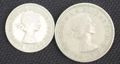 Coin - UK 6 Pence 1953/Shilling - 1959 - EF