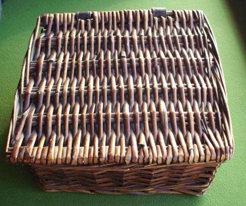 Wicker basket for household use.