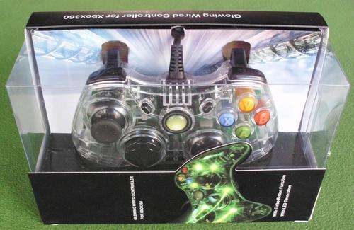 Xbox controls wired transparent with lights.