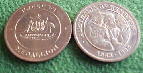 Australian Freedom medallions 1945-1961 x 2.