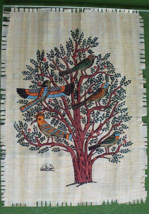Papyrus painting birds small.