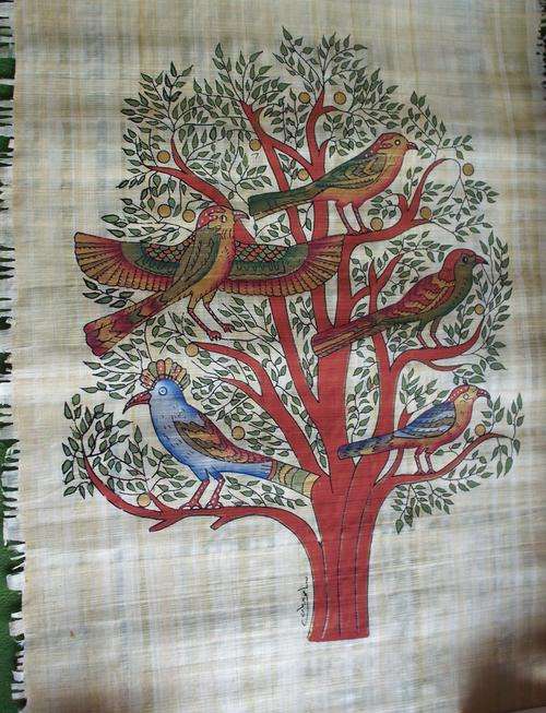 Papyrus painting birds large.