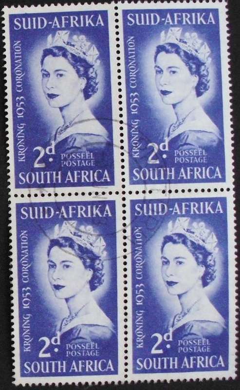 Stamps block of 4 South Africa coronation 1953