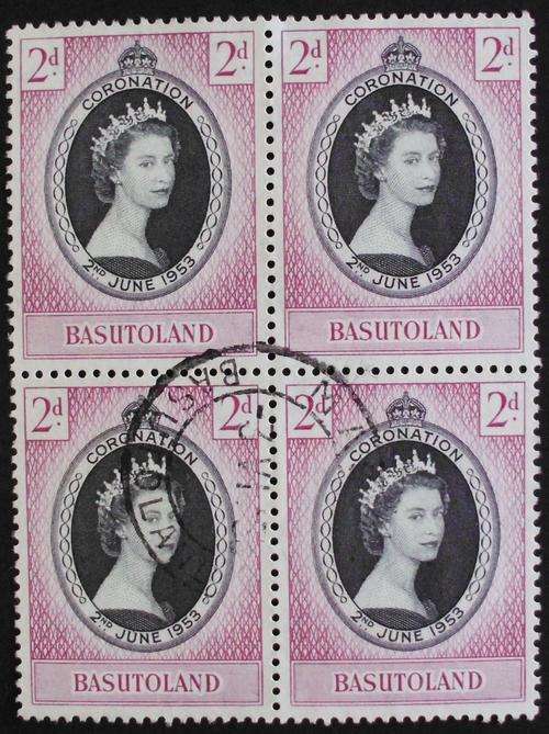 Stamps block of 4 Basutoland coronation 1953