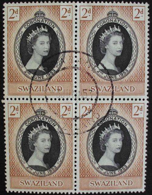 Stamps block of 4 Swaziland coronation 1953
