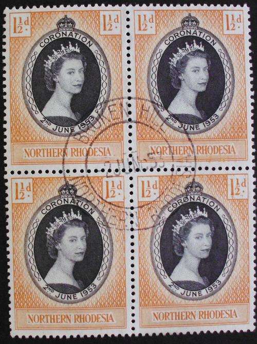 Stamps block of 4 Northern Rhodesia coronation 1953