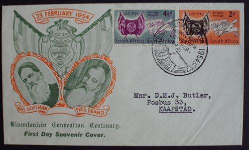 First day cover Bloemfontein Centenary 1954