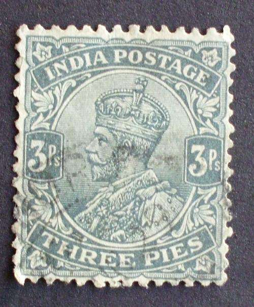 Stamp India 1926-1939 Three pies used.