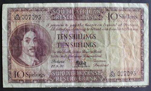 10 Shilling note 1955 South Africa