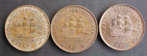 Coins RSA Half Penny x 3 1949/50/52