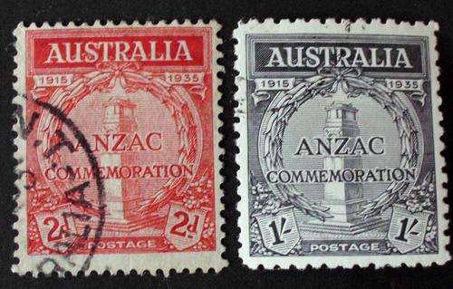Stamps used Australia 1935 Anzac SG 23 $38