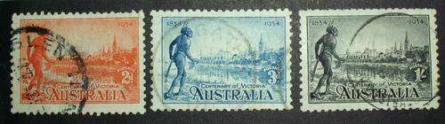 Stamps used Australia 1934 Victoria centenary