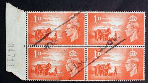 Stamps block of 4 Channel Islands liberation used