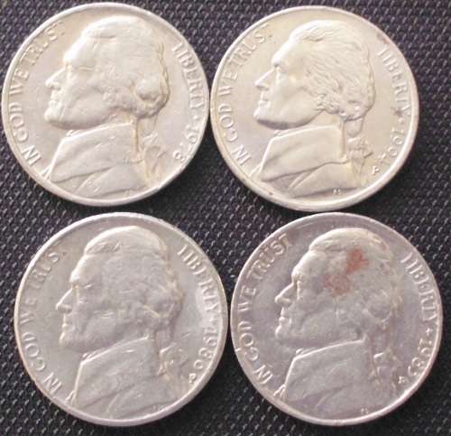 Coin x 4 - Usa - 5 Cent[nickel] - VF
