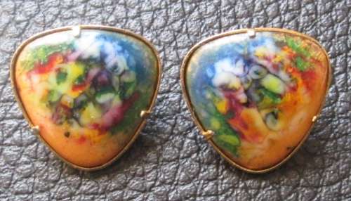 Earrings - Vintage - Clip On - Colourfull