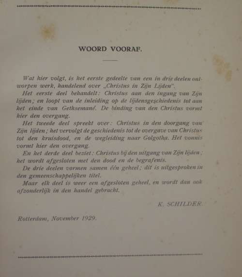 Bible - Christus In Zijn Lijden - K.Schilder - 1930 - Errata