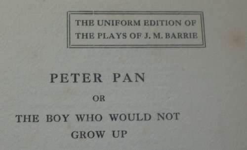 Book - Peter Pan - The Plays Of J.M.Barrie 1928