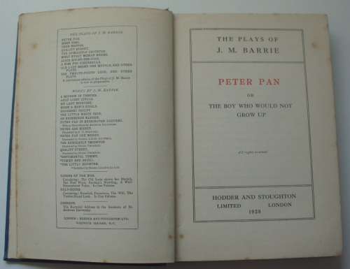Book - Peter Pan - The Plays Of J.M.Barrie 1928