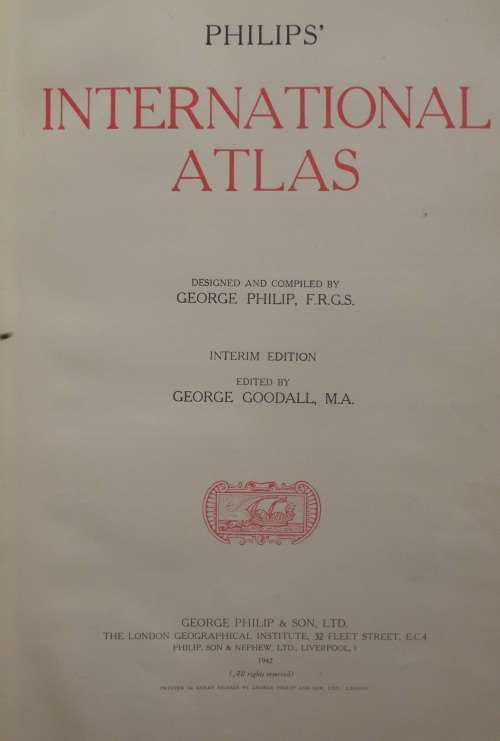 Book - Philips International Atlas - 1942 - Interim Edition