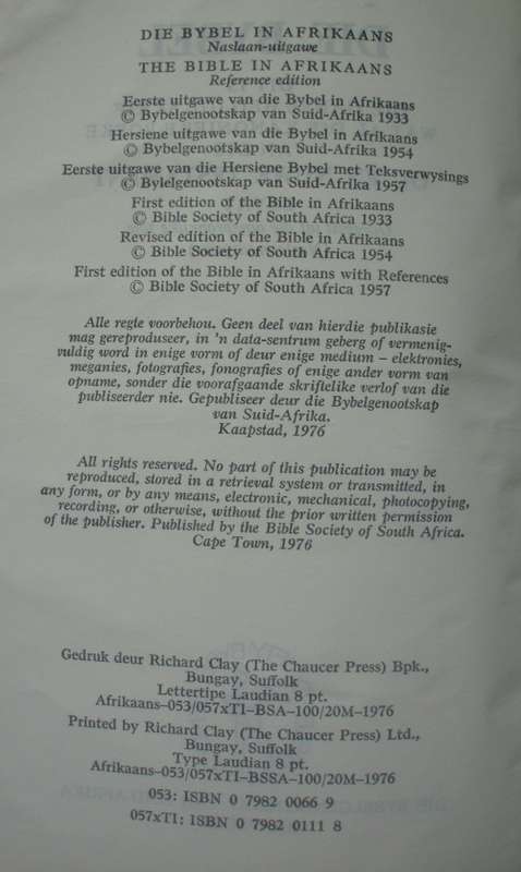 Bible - Die Bybel -  1933/1976 - Naslaan - Rare