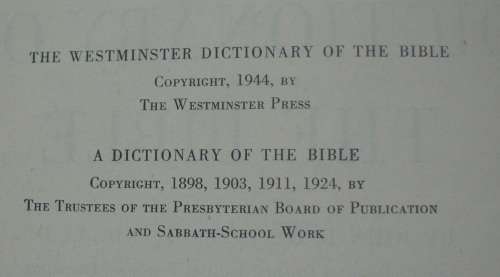 Bible - Westminster Dictionary Of The Bible - John D Davis - 1944