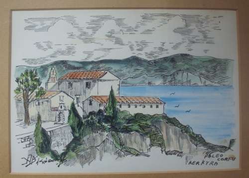 Painting/Sketch - Greece - Corfu Island - Vintage
