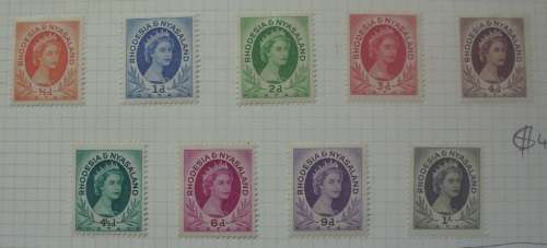 Stamps- Rhodesia And Nyasaland - x9 - 1956