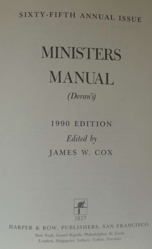 Bible/Book - The Ministers Manual - 1990 - 1st ed