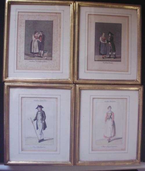 Antique Prints x 4 - Swiss/German - framed