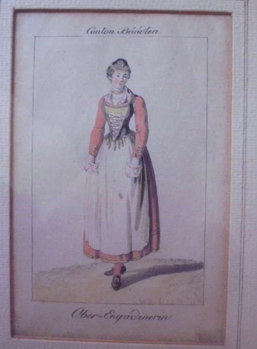 Antique Prints x 4 - Swiss/German - framed