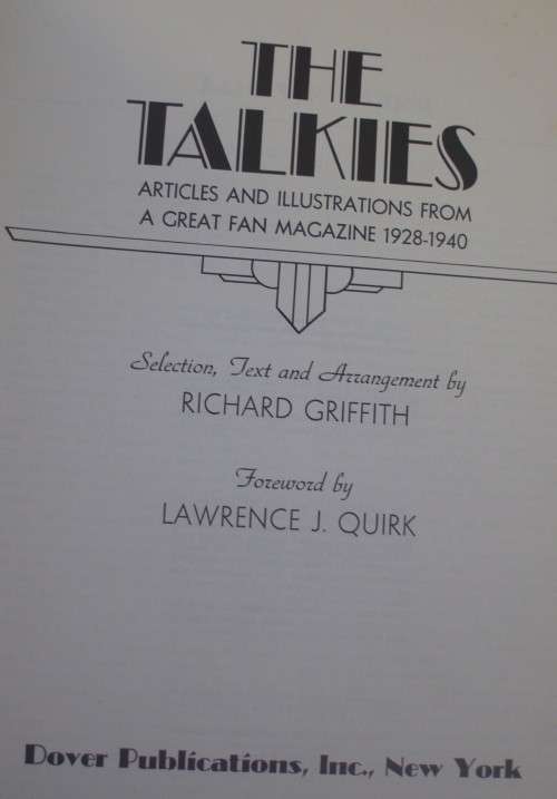 Book - The Talkies - Richard Griffith - 1971 - Rare