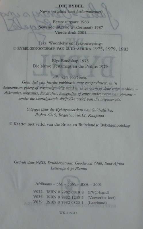 Bible - Die Bybel - 2001 - pocket