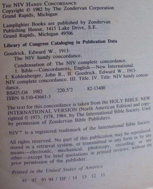 Bible - The New Handy Concordance - 1984