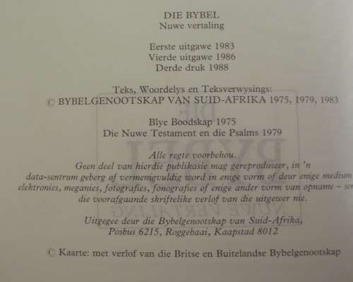 Bible - Die Bybel -  Nuwe Vertaling - 1988