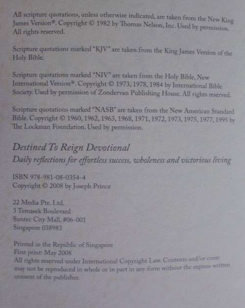 Bible - Destined To Reign - Devotional - Josef Prince - 2008