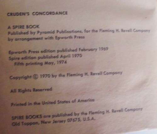 Bible - Crudens Concordance - S/C - 1974