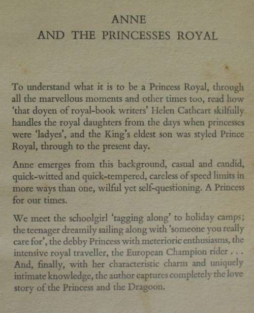Book - Anne - And The Princess Royal - Helen Cathcart - 1975
