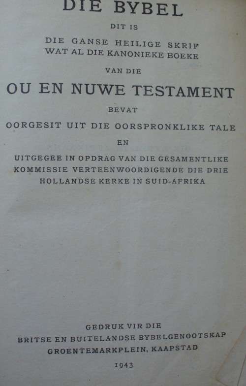 Bible - Die Bybel - 1943 - Plus Cover