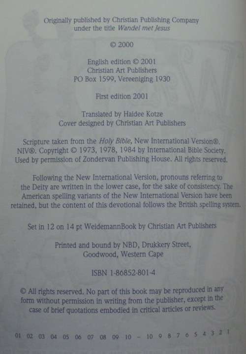 Bible/Book - Walk With Jesus - Jan De Wet - 2001 - 1st ed