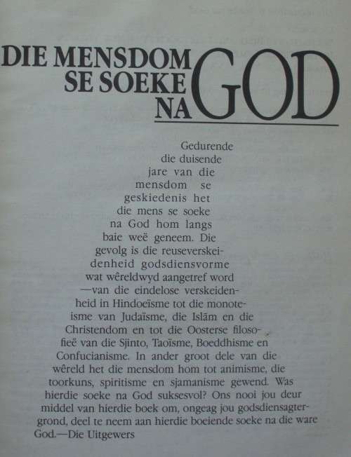Bible - Die Mensdom Se Soeke Na God - Watchtower - 1990