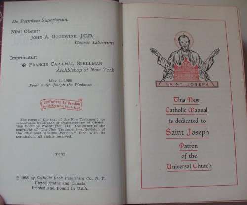 Bible - St.Josephs Catholic Manual - 1956 - Excellent