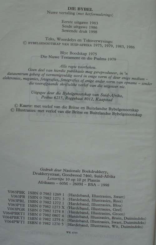 Bible - Die Bybel - 1998 + Cover