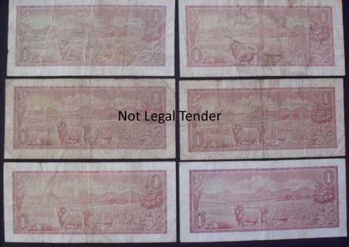 Banknote - RSA - R1 - De Jongh - Used x 6