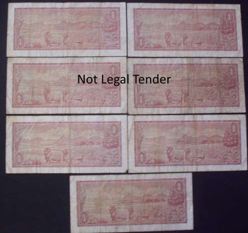 Banknote - RSA - R1 - De Jongh - Used x 7