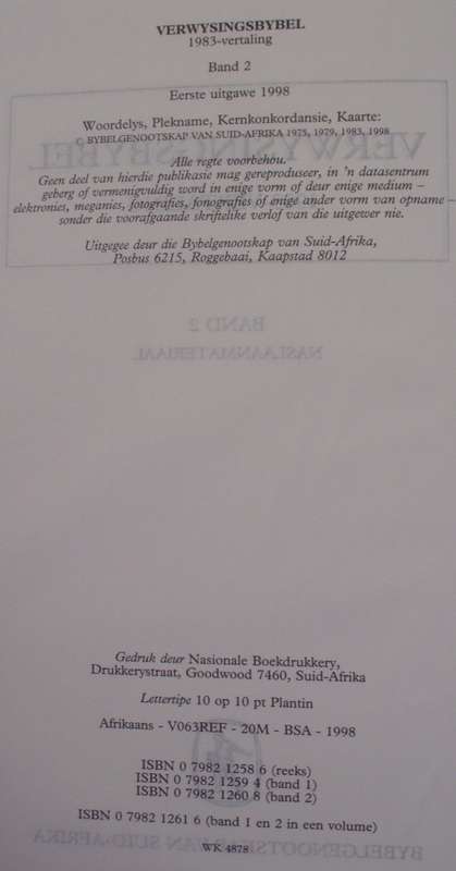 Bible - Die Bybel Met Verwysings - 1983 -  C - Twin Set Boxed - Perfect