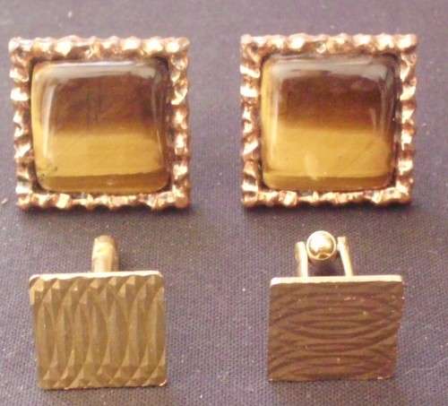 Cufflinks x 2 sets - Tiger Eye/Gold colour