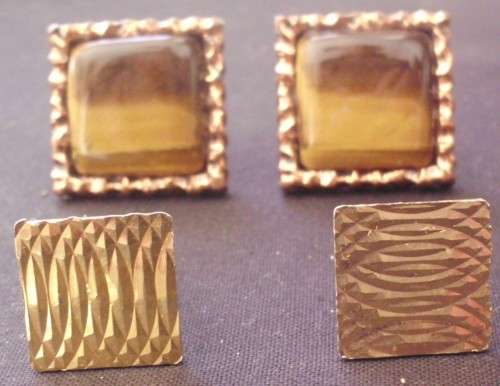 Cufflinks x 2 sets - Tiger Eye/Gold colour