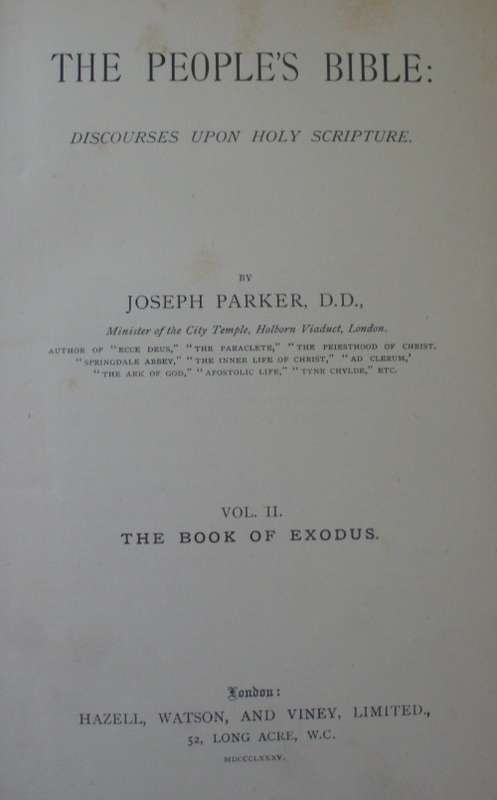 Bible - The Peoples Bible:Exodus Vol 2 - 1885 - 1st ed